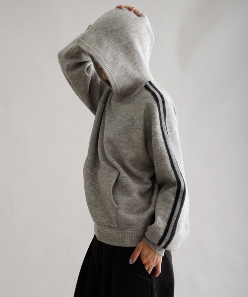 セール】【EPNK】Track knit hoodie / トラックニットフーディー