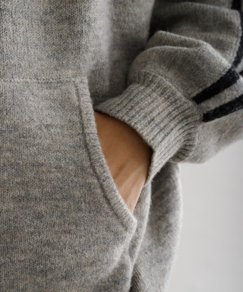 EPNK(イーピーエヌケー)の「【EPNK】Track knit hoodie / トラックニットフーディー(パーカー・メンズ・グレー/ブラック・LARGE/MEDIUM/SMALL)」の10枚目の写真