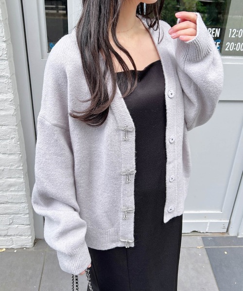 セール】もちもちリボンボタンニットカーディガン（ニット/セーター