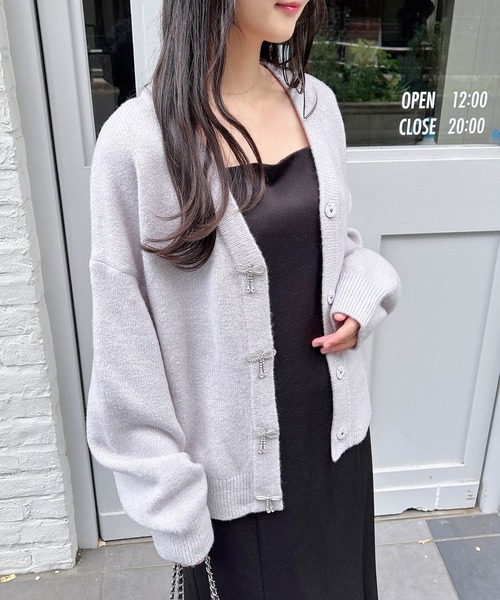 セール】もちもちリボンボタンニットカーディガン（ニット/セーター