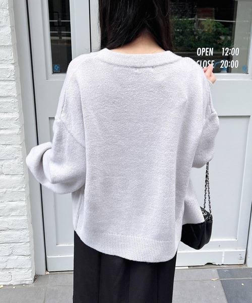 【美品】andmary ハグニットリボンカーディガン&ワンピース アイボリー セール】〈セットアップニット〉前後2WAYリボンミックスニット