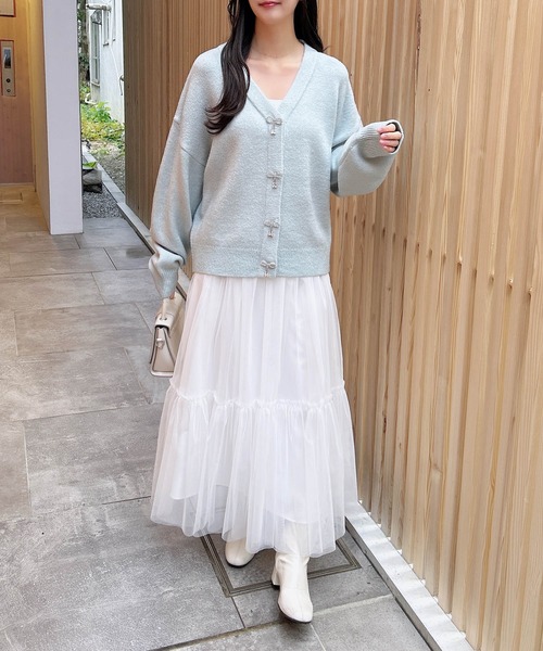 セール】もちもちリボンボタンニットカーディガン（ニット/セーター