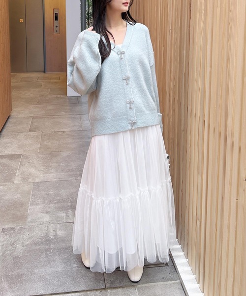 セール】もちもちリボンボタンニットカーディガン（ニット/セーター