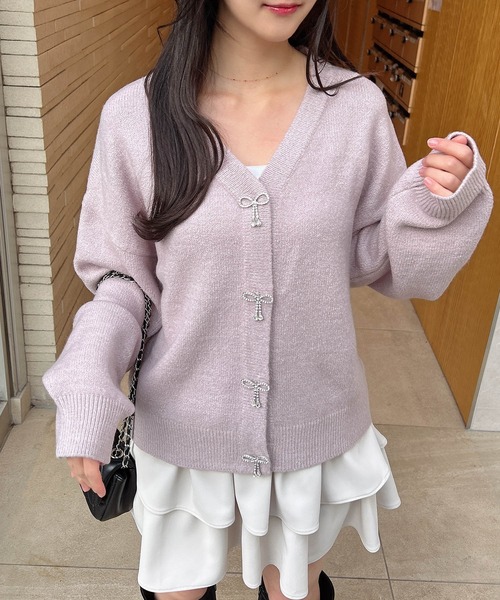 INGNI(イング)の「もちもちリボンボタンニットカーディガン(ニット/セーター・レディース・ライトグリーン/ピンク/アイボリー/グレー・M)」の17枚目の写真