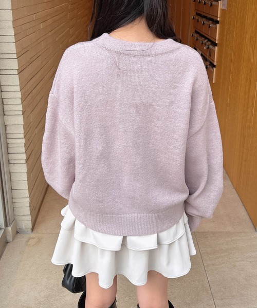 INGNI(イング)の「もちもちリボンボタンニットカーディガン(ニット/セーター・レディース・ライトグリーン/ピンク/アイボリー/グレー・M)」の14枚目の写真