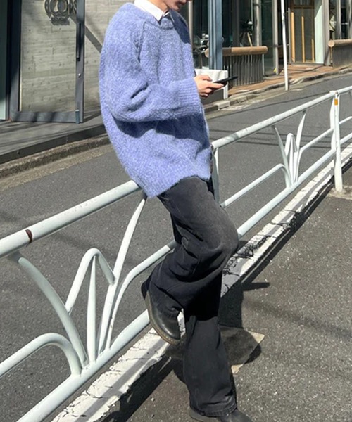 merrylatte(メリーラテ)の「ユニセックスケーブルMIXニット(ニット/セーター・レディース・モカ/ブルー・FREE)」の8枚目の写真