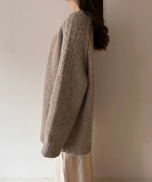 merrylatte(メリーラテ)の「ユニセックスケーブルMIXニット(ニット/セーター・レディース・モカ/ブルー・FREE)」の11枚目の写真