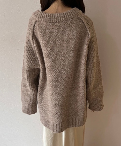 merrylatte(メリーラテ)の「ユニセックスケーブルMIXニット(ニット/セーター・レディース・モカ/ブルー・FREE)」の12枚目の写真