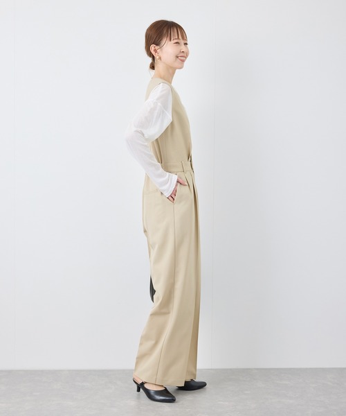 ROPE' PICNIC（ロペピクニック）の「【UVカット・接触冷感】イージーケアオールインワン（つなぎ/オールインワン・レディース・ベージュ/チャコールグレー・38/36）」の5枚目の写真