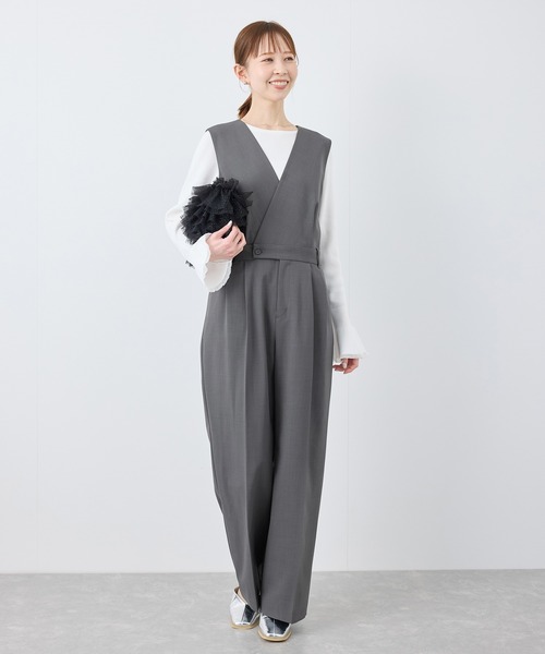 ROPE' PICNIC（ロペピクニック）の「【UVカット・接触冷感】イージーケアオールインワン（つなぎ/オールインワン・レディース・ベージュ/チャコールグレー・38/36）」の7枚目の写真