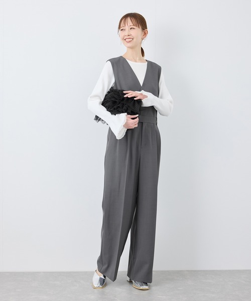 ROPE' PICNIC（ロペピクニック）の「【UVカット・接触冷感】イージーケアオールインワン（つなぎ/オールインワン・レディース・ベージュ/チャコールグレー・38/36）」の8枚目の写真