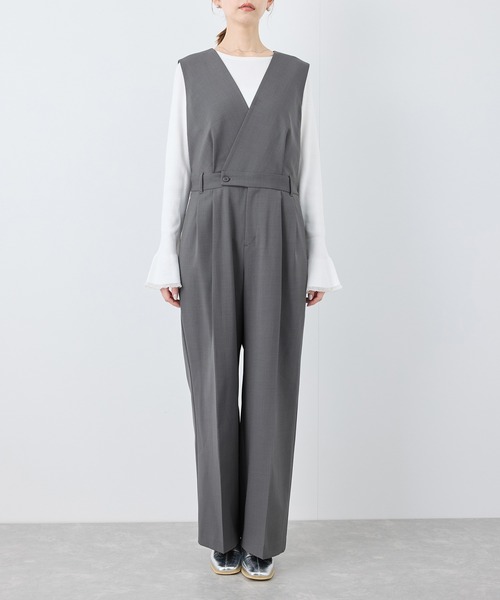 ROPE' PICNIC（ロペピクニック）の「【UVカット・接触冷感】イージーケアオールインワン（つなぎ/オールインワン・レディース・ベージュ/チャコールグレー・38/36）」の10枚目の写真