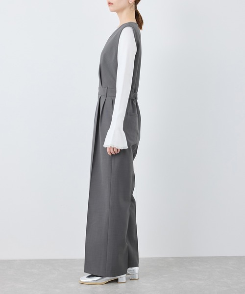 ROPE' PICNIC（ロペピクニック）の「【UVカット・接触冷感】イージーケアオールインワン（つなぎ/オールインワン・レディース・ベージュ/チャコールグレー・38/36）」の11枚目の写真