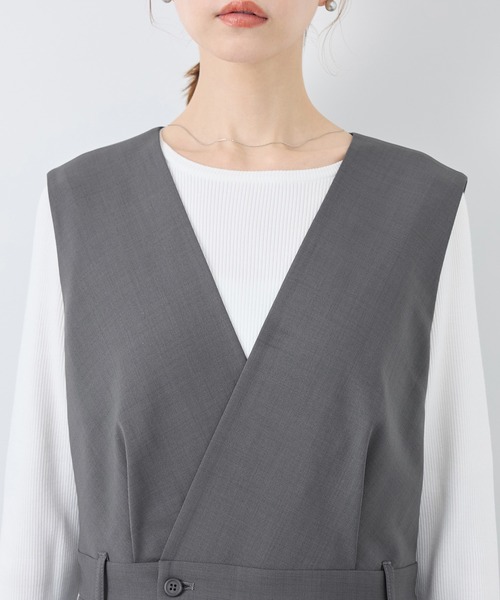 ROPE' PICNIC（ロペピクニック）の「【UVカット・接触冷感】イージーケアオールインワン（つなぎ/オールインワン・レディース・ベージュ/チャコールグレー・38/36）」の13枚目の写真