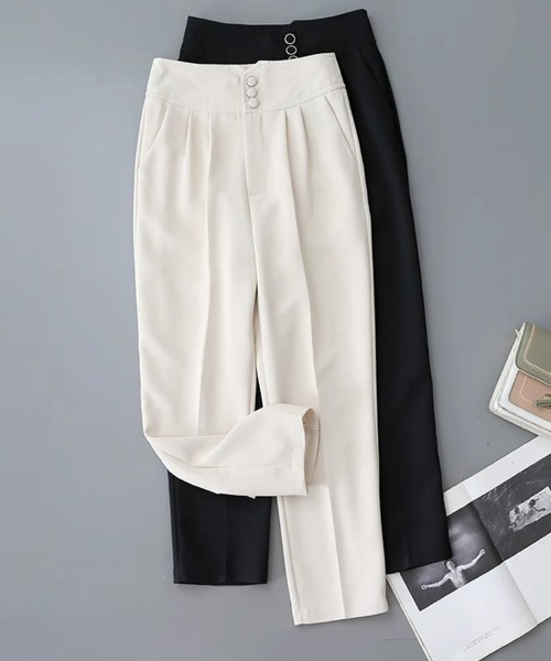 ハイウエストクロップドパンツ テーパードパンツ スラックス