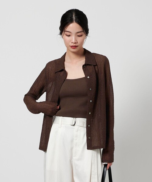 BEAUTY&YOUTH UNITED ARROWS(ビューティーアンドユースユナイテッドアローズ)の「ラッセルレース レギュラーカラー シャツ(カーディガン/ボレロ・レディース・ダークブラウン/ブラック/オフホワイト・FREE)」の15枚目の写真