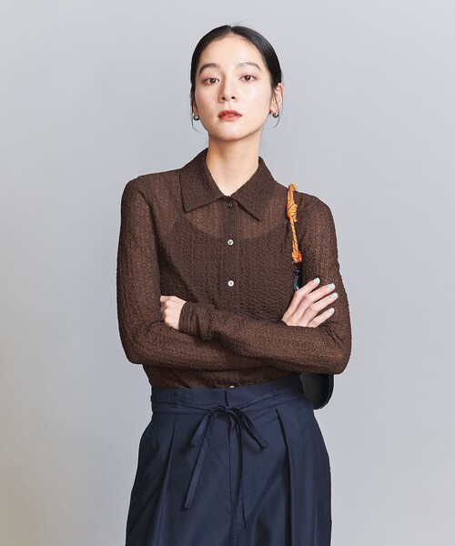 BEAUTY&YOUTH UNITED ARROWS(ビューティーアンドユースユナイテッドアローズ)の「ラッセルレース レギュラーカラー シャツ(カーディガン/ボレロ・レディース・ダークブラウン/ブラック/オフホワイト・FREE)」の19枚目の写真