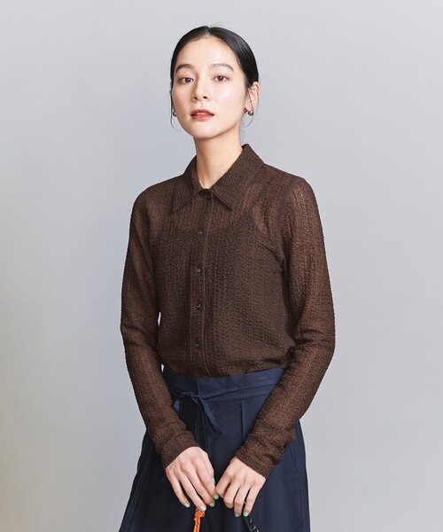 BEAUTY&YOUTH UNITED ARROWS(ビューティーアンドユースユナイテッドアローズ)の「ラッセルレース レギュラーカラー シャツ(カーディガン/ボレロ・レディース・ダークブラウン/ブラック/オフホワイト・FREE)」の20枚目の写真
