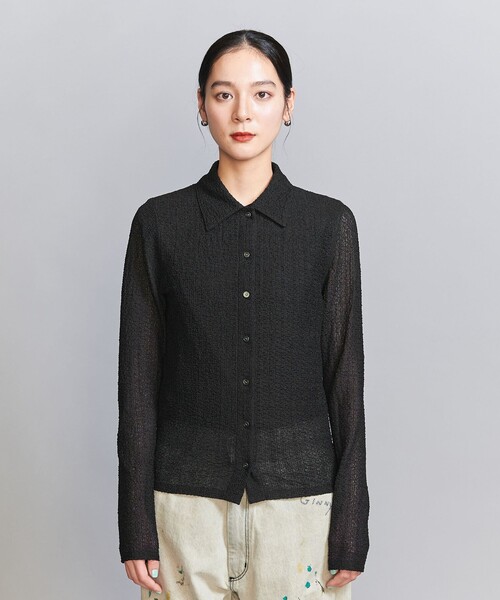 カーディガン ラッセルレース レギュラーカラー シャツ レディース BEAUTY＆YOUTH UNITED ARROWS カーディガン ラッセルレース