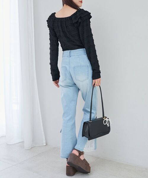 MAJESTIC LEGON(マジェスティックレゴン)の「前後2wayカットレースフリルトップス(Tシャツ/カットソー・レディース・アイボリー/ブラック/ホワイト系その他2・MEDIUM)」の7枚目の写真