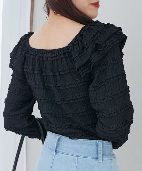 MAJESTIC LEGON(マジェスティックレゴン)の「前後2wayカットレースフリルトップス(Tシャツ/カットソー・レディース・アイボリー/ブラック/ホワイト系その他2・MEDIUM)」の10枚目の写真