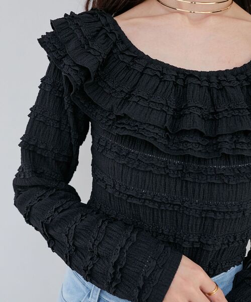 MAJESTIC LEGON(マジェスティックレゴン)の「前後2wayカットレースフリルトップス(Tシャツ/カットソー・レディース・アイボリー/ブラック/ホワイト系その他2・MEDIUM)」の11枚目の写真