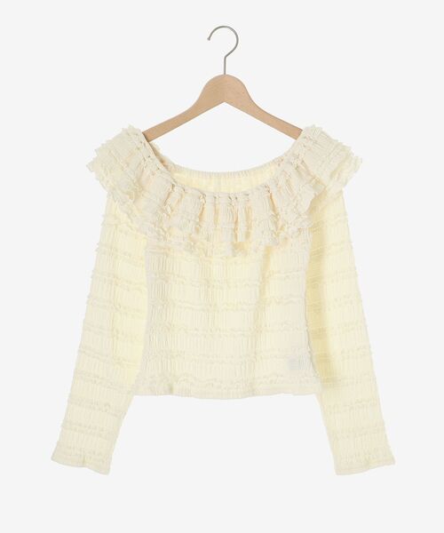 MAJESTIC LEGON(マジェスティックレゴン)の「前後2wayカットレースフリルトップス(Tシャツ/カットソー・レディース・アイボリー/ブラック/ホワイト系その他2・MEDIUM)」の12枚目の写真