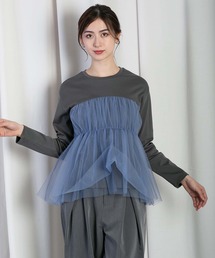 チュールレイヤードドッキングスムースプルオーバー