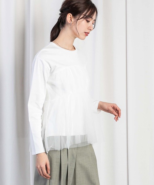 RAW FUDGE(ローファッジ)の「チュールレイヤードドッキングスムースプルオーバー(Tシャツ/カットソー・レディース・チャコールグレー/ブラック/オフホワイト・M)」の20枚目の写真