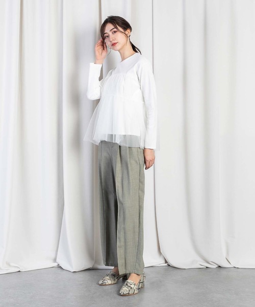 RAW FUDGE(ローファッジ)の「チュールレイヤードドッキングスムースプルオーバー(Tシャツ/カットソー・レディース・チャコールグレー/ブラック/オフホワイト・M)」の14枚目の写真