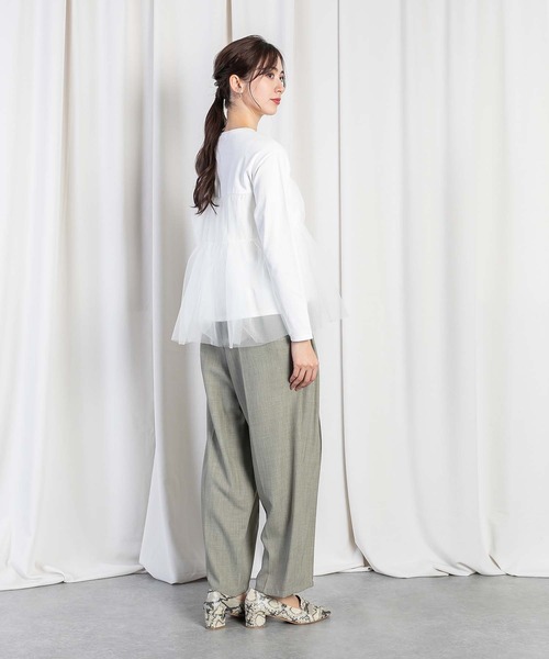 RAW FUDGE(ローファッジ)の「チュールレイヤードドッキングスムースプルオーバー(Tシャツ/カットソー・レディース・チャコールグレー/ブラック/オフホワイト・M)」の15枚目の写真