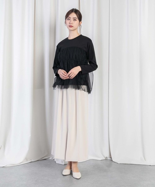 RAW FUDGE(ローファッジ)の「チュールレイヤードドッキングスムースプルオーバー(Tシャツ/カットソー・レディース・チャコールグレー/ブラック/オフホワイト・M)」の17枚目の写真