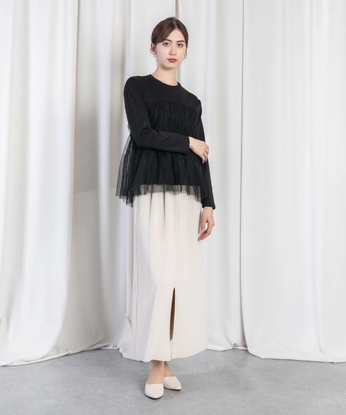 RAW FUDGE(ローファッジ)の「チュールレイヤードドッキングスムースプルオーバー(Tシャツ/カットソー・レディース・チャコールグレー/ブラック/オフホワイト・M)」の18枚目の写真