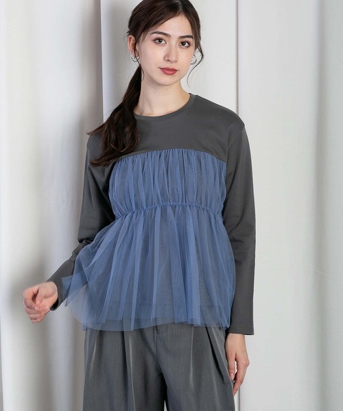 RAW FUDGE(ローファッジ)の「チュールレイヤードドッキングスムースプルオーバー(Tシャツ/カットソー・レディース・チャコールグレー/ブラック/オフホワイト・M)」の19枚目の写真