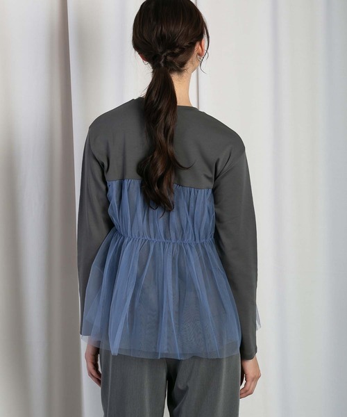 RAW FUDGE(ローファッジ)の「チュールレイヤードドッキングスムースプルオーバー(Tシャツ/カットソー・レディース・チャコールグレー/ブラック/オフホワイト・M)」の12枚目の写真