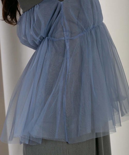 RAW FUDGE(ローファッジ)の「チュールレイヤードドッキングスムースプルオーバー(Tシャツ/カットソー・レディース・チャコールグレー/ブラック/オフホワイト・M)」の5枚目の写真