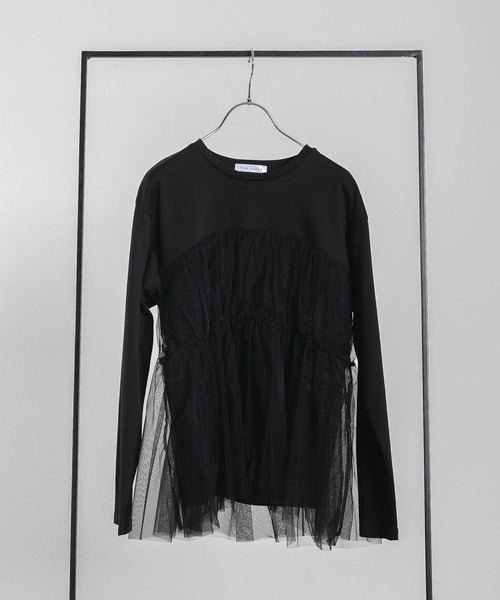 RAW FUDGE(ローファッジ)の「チュールレイヤードドッキングスムースプルオーバー(Tシャツ/カットソー・レディース・チャコールグレー/ブラック/オフホワイト・M)」の21枚目の写真