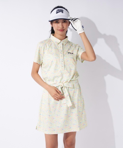 FILA GOLF(フィラゴルフ )の「小花柄ワンピース(ワンピース・レディース・ホワイト/ネイビー/イエロー・MEDIUM/LARGE/X-LARGE)」の1枚目の写真