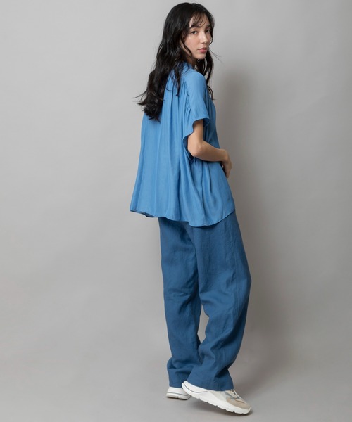 ブラウス シャツ 「防シワ」「速乾性」フィブリルツイル ギャザーブラウス レディース Munich ブラウス シャツ 「防シワ」「速乾性」フィブリルツイル