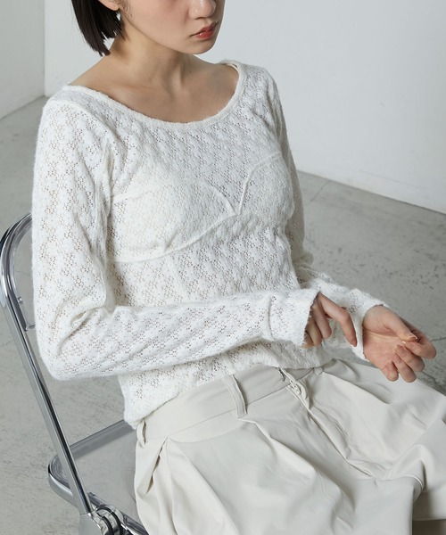 セール】Bustier design brushed lace tops / ビスチェデザイン