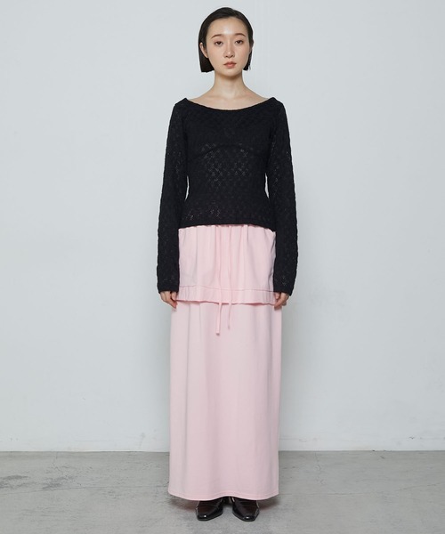 le ELMi（ルエルミ）の「Bustier design brushed lace tops / ビスチェデザイン Uネック 起毛レース カットソー（Tシャツ/カットソー・レディース・レッド/ブラック/アイボリー・FREE）」の17枚目の写真