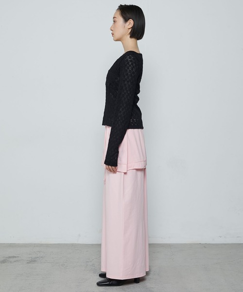 le ELMi（ルエルミ）の「Bustier design brushed lace tops / ビスチェデザイン Uネック 起毛レース カットソー（Tシャツ/カットソー・レディース・レッド/ブラック/アイボリー・FREE）」の19枚目の写真