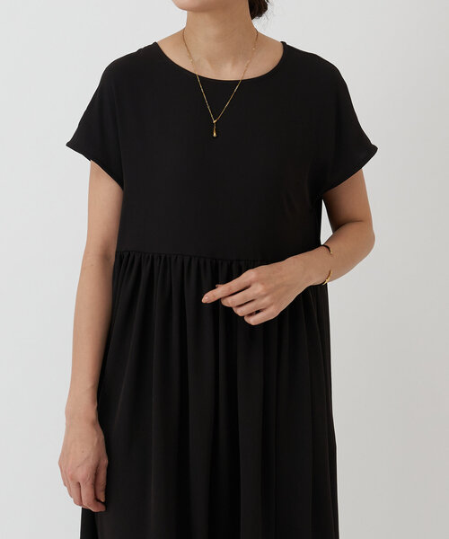 ビアズリー　新品　ブラック フレンチワンピース ストレッチジョーゼットフレンチワンピース | BEARDSLEY