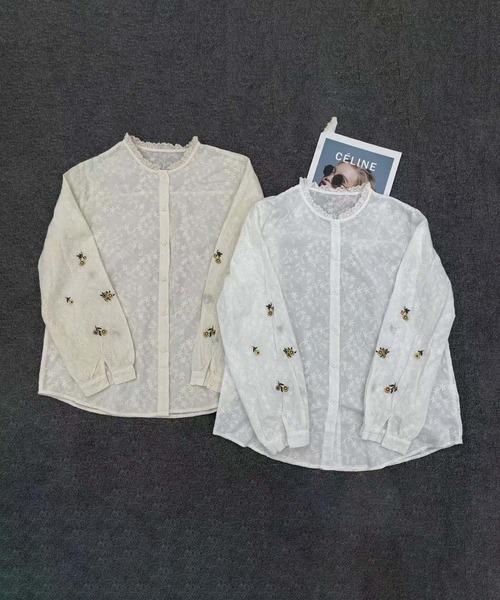 aimoha(アイモハ)の「刺繍デザインフリル襟シャツブラウス(シャツ/ブラウス・レディース・ホワイト/ライトベージュ・FREE)」の11枚目の写真