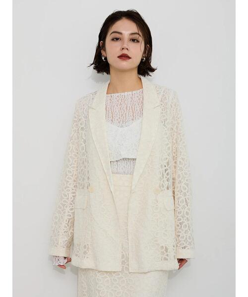 Te chichi（テチチ）の「【Atelier Sucre】バテンレースジャケット《2025spring catalog item》（ノーカラージャケット・レディース・オフホワイト・F）」の2枚目の写真