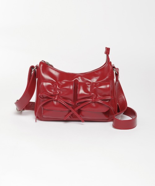 Honeys(ハニーズ)の「リボン付ポケットバッグ(ショルダーバッグ・レディース・レッド/ブラック/ライトベージュ/ブラウン/ホワイト・FREE)」の19枚目の写真