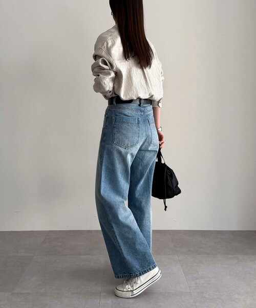 fredy emue（フレディエミュ）の「《セットアップ対応》Shiny creapバンドカラーシャツ（シャツ/ブラウス・レディース・ベージュ/ブラウン・38）」の7枚目の写真