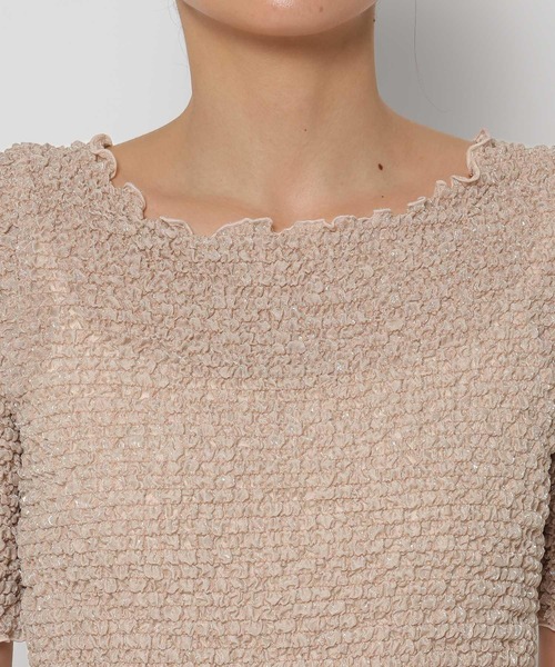 mysty woman(ミスティウーマン)の「ポコポコストレッチプルオーバー 329061(Tシャツ/カットソー・レディース・グレイッシュベージュ/アイボリー・FREE)」の10枚目の写真
