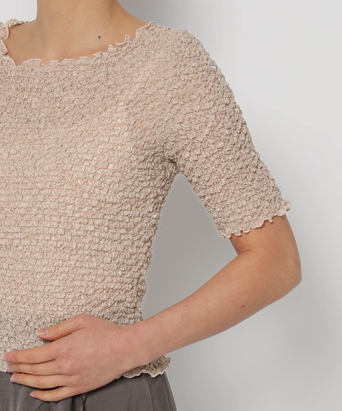 mysty woman(ミスティウーマン)の「ポコポコストレッチプルオーバー 329061(Tシャツ/カットソー・レディース・グレイッシュベージュ/アイボリー・FREE)」の11枚目の写真