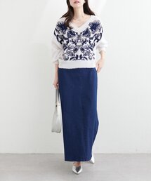 natural couture | スーパーストレッチスリット付きスカート(スカート)